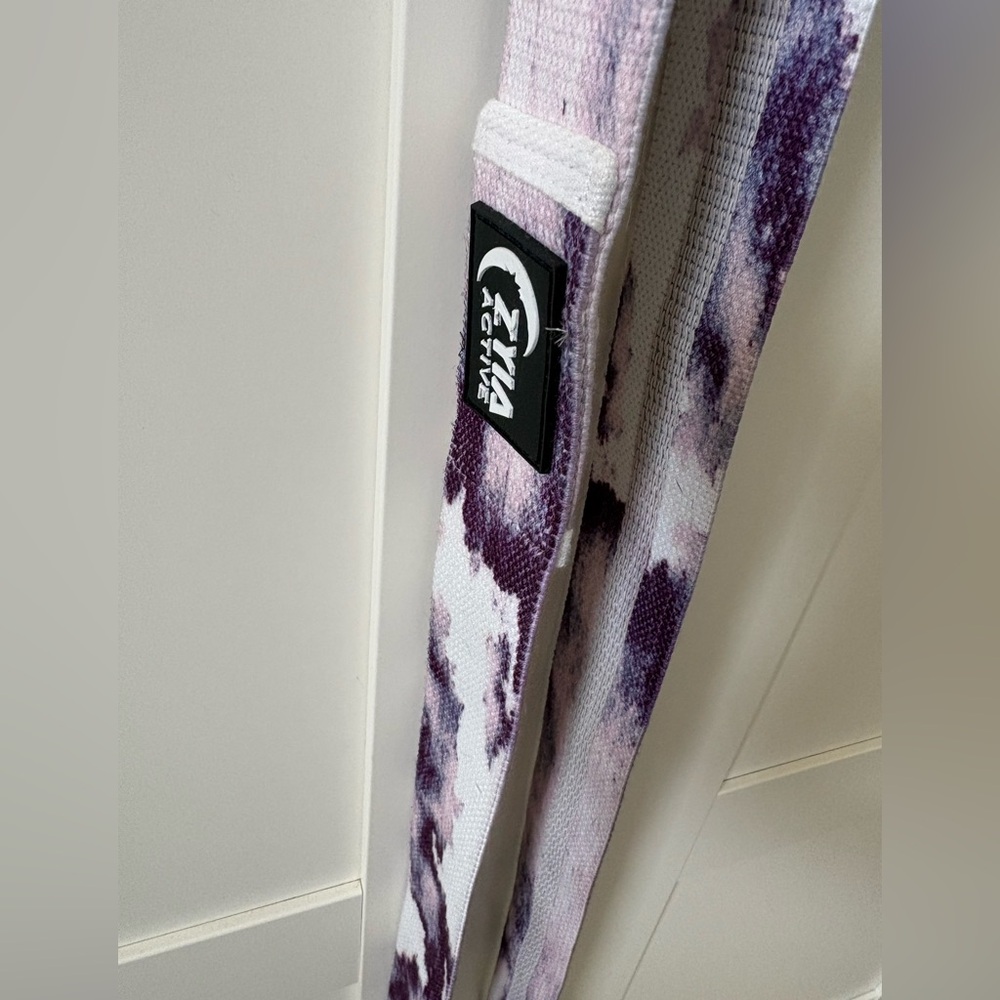 ZYIA Purple Tie-Dye Stretch Yoga Strap with Logo Patch